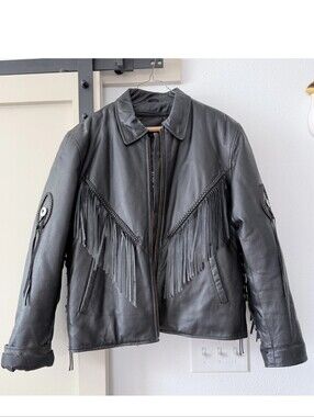 Diamond Supply Co. Black Leather Fringe Jacket